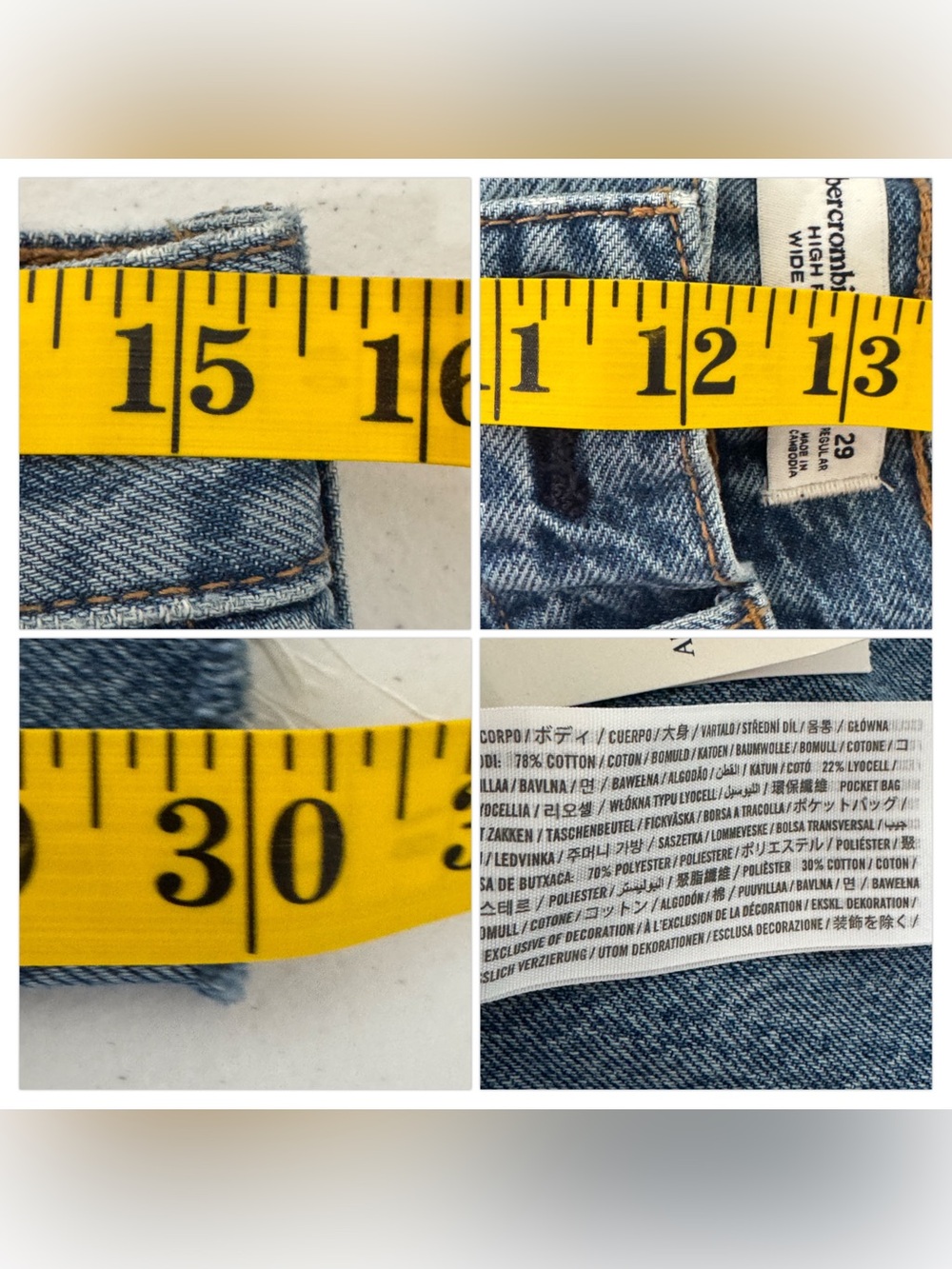 NWT Abercrombie & Fitch High Rise Wide Leg Jean Lightweight Drapey Rigid Raw Hem - Picture 16 of 16